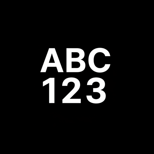 Kun je een vierkante afbeelding genereren voor Shopify. In de afbeelding moet een witte achtergrond zijn, uitgesneden letters ABC en daaronder moeten uitgesneden cijfers 123 staan.
ABC en 123 moeten dezelfde grootte en breedte hebben.