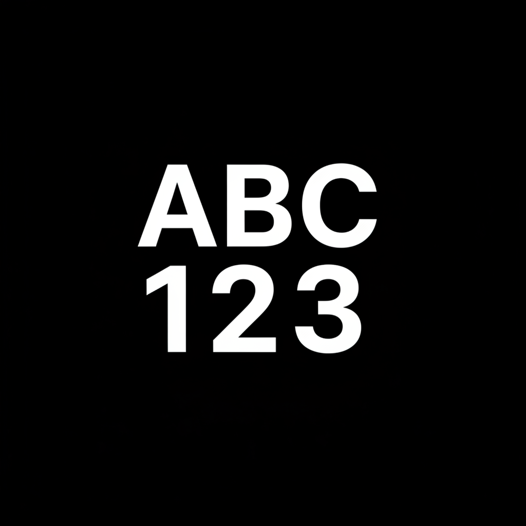 Kan du generera en fyrkantig bild för SHopify. I bilden ska det vara vit bakgrund, frilagda bokstäver ABC och nedanför bokstäverna ska det vara frilagda siffror 123
ABC och 123 ska vara i samma storlek och bredd.